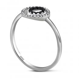 0,12 ct Schwarz Weiß Diamant Ring