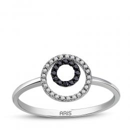 0,12 ct Schwarz Weiß Diamant Ring