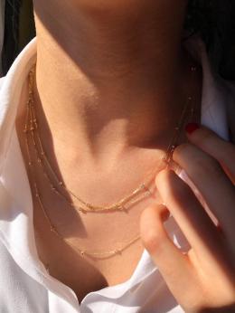 Dreireihige Dorica Ball Gold Halskette