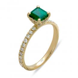0.85 Smaragd Diamant Ring 