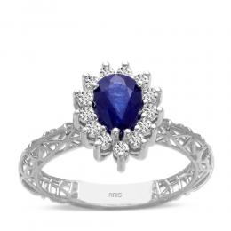 Diamant Tropfen Saphir Ring