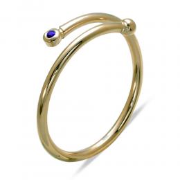 Damen Minimal Trend Ring aus 585 Gelb Gold mit 0.03 ct Saphir