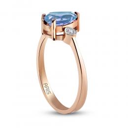 1,48 ct Blautopas Diamant Ring